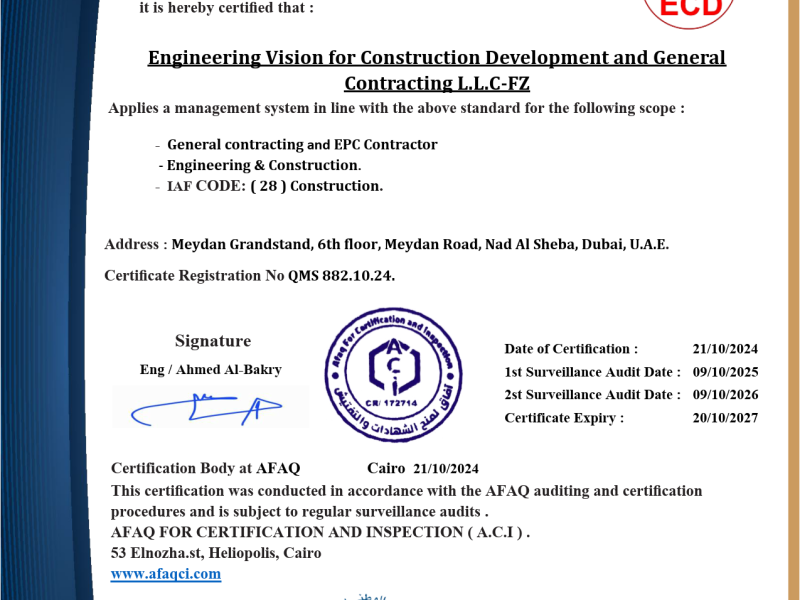 ECD Vision Achieves ISO 9001, 45001 & 14001 Certification